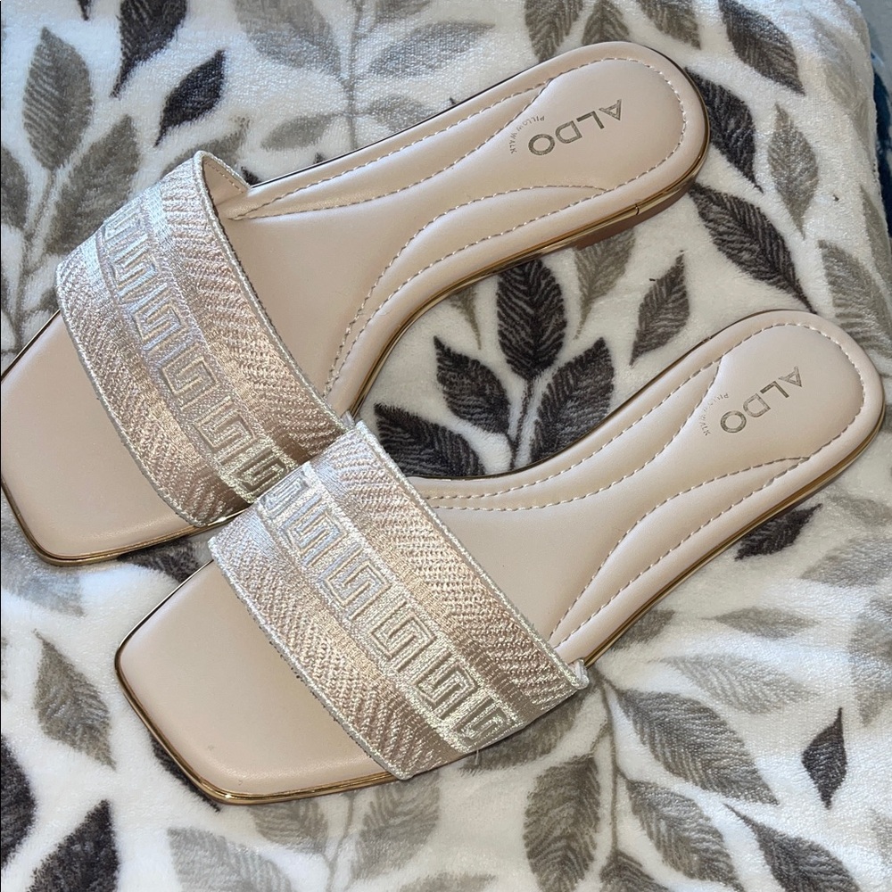 ALDO Cream and Gold Slide Sandals for Women